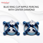 Black Diamond Clip Nipple Ring - Edgy temporary piercing alternative